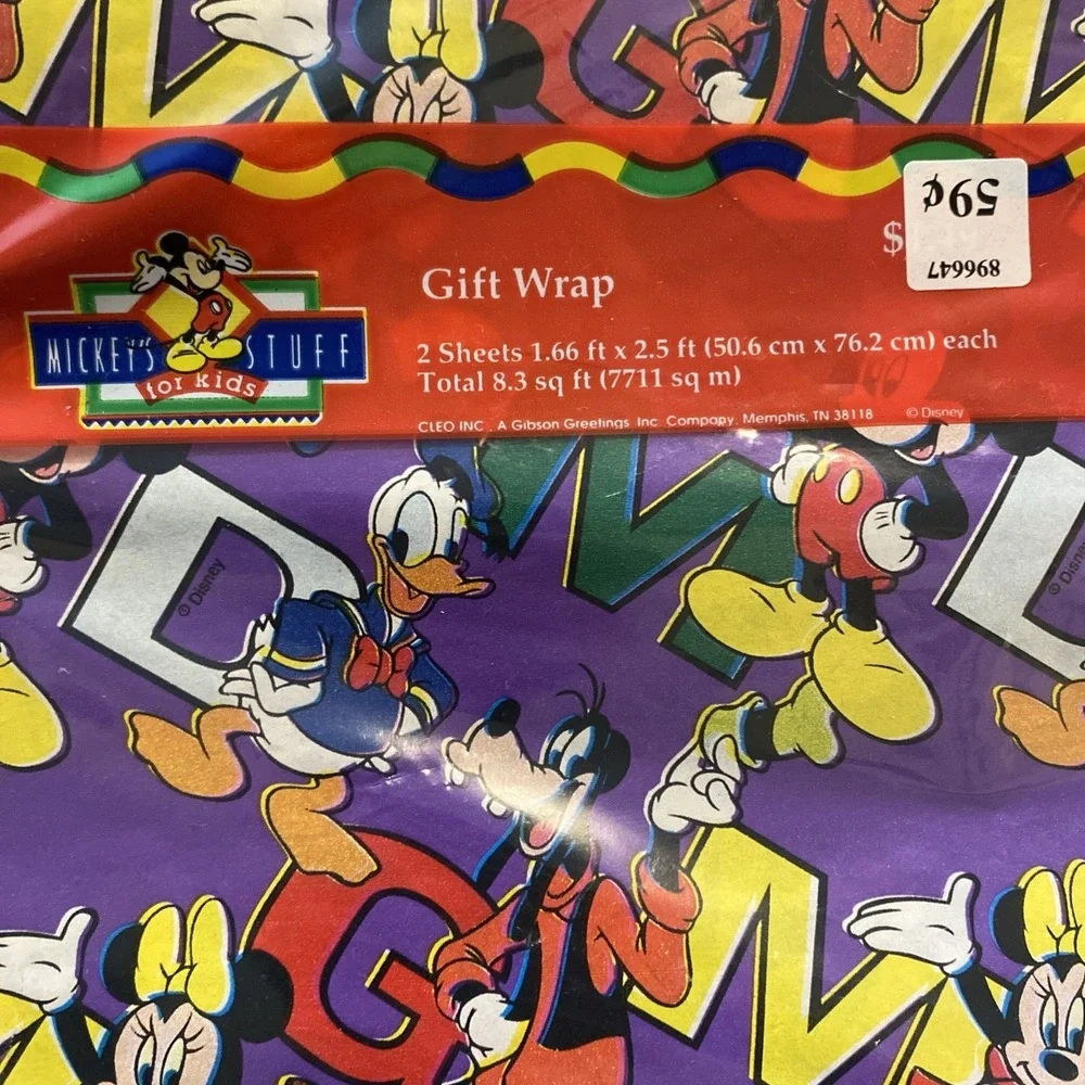 4 PACKAGES VINTAGE 90's CLEO MICKEY'S STUFF FOR KIDS GIFT WRAP SEALED!